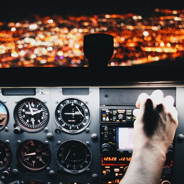 Cockpit instruments during a night flight